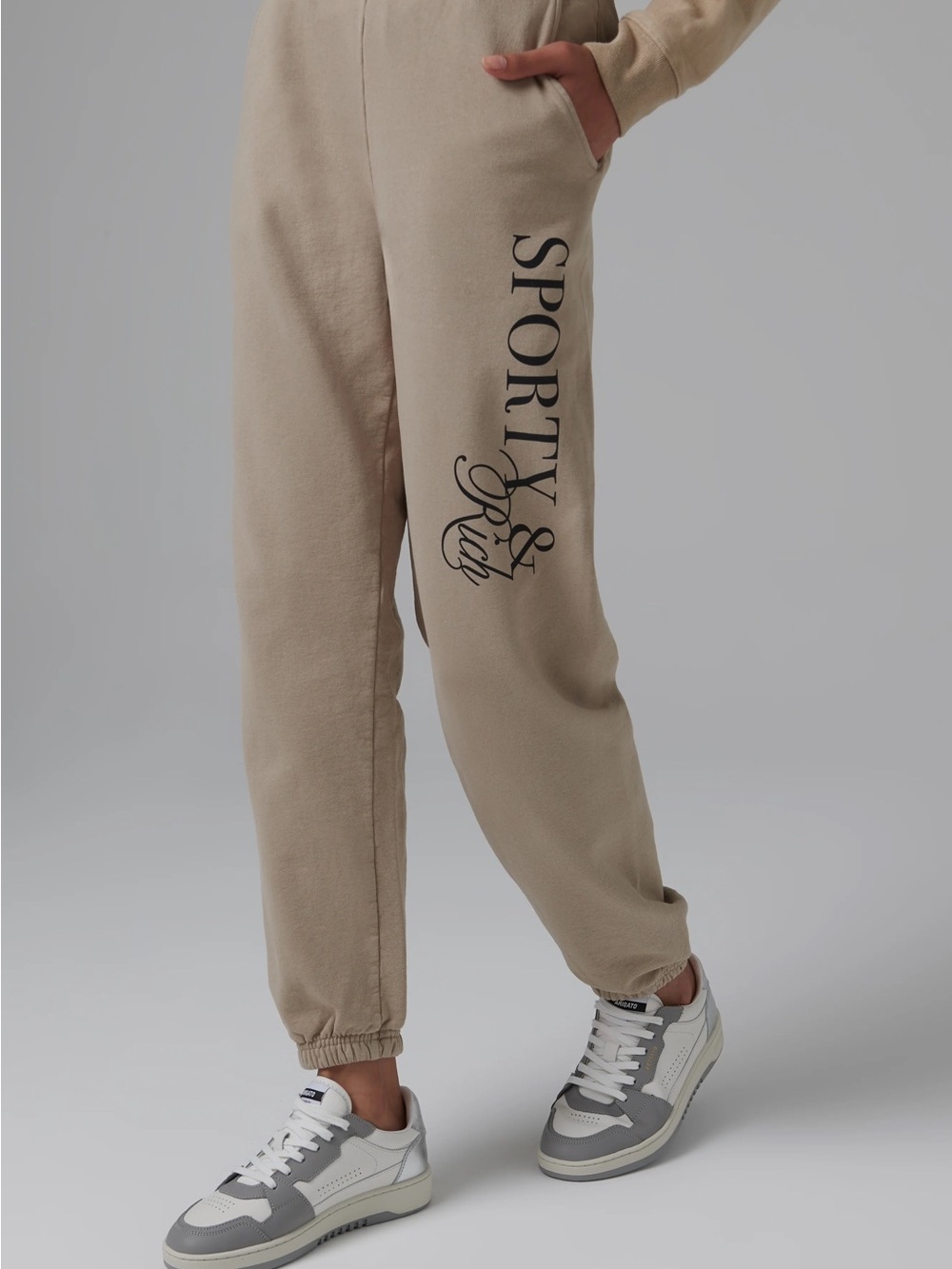 NWOT Beige 'Sporty & Rich' Logo Joggers Size XXL